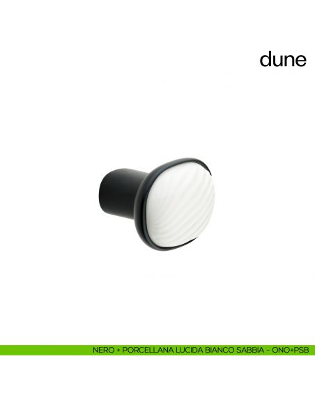 Pomolo per mobile Dune dnd handles con porcellana lucida bianco sabbia - nero