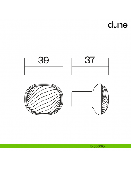 Pomolo per mobile Dune dnd handles con porcellana lucida rosa nuvola - disegno