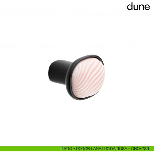 Pomolo per mobile Dune dnd handles con porcellana lucida rosa nuvola - nero