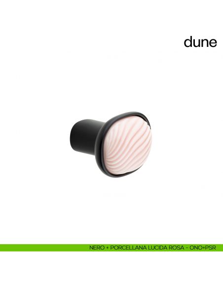 Pomolo per mobile Dune dnd handles con porcellana lucida rosa nuvola - nero