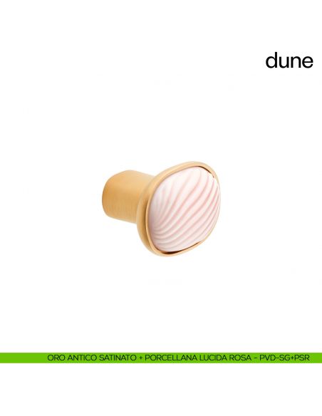 Pomolo per mobile Dune dnd handles con porcellana lucida rosa nuvola - oro antico satinato