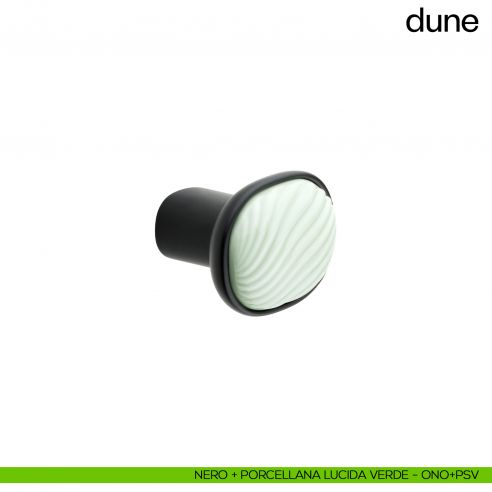 Pomolo per mobile Dune dnd handles con porcellana lucida verde menta - nero