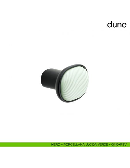 Pomolo per mobile Dune dnd handles con porcellana lucida verde menta - nero