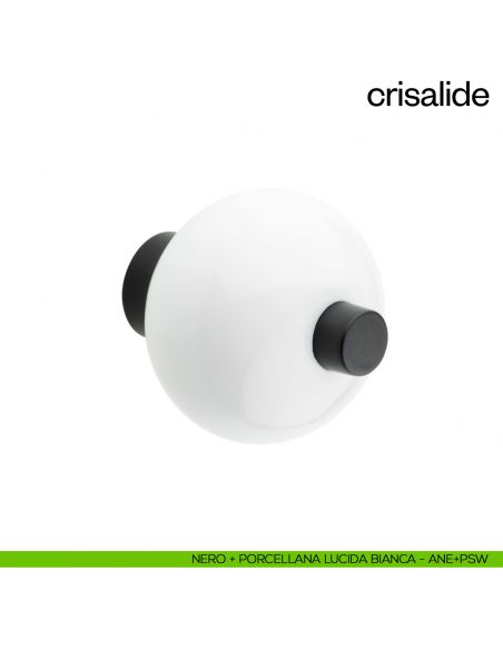 Pomolo per mobile Crisalide dnd handles con porcellana - nero