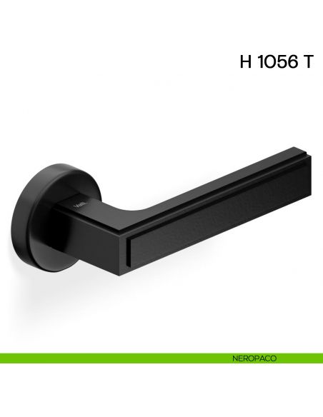 Maniglia per porta H 1056 T Valli collezione Lab neropaco con rosetta fine