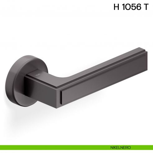 Maniglia per porta H 1056 T Valli collezione Lab nikelnero con rosetta fine