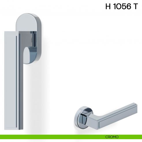 Maniglia per finestra martellina DK H 1056 T Valli collezione Lab con rosetta fine cromo