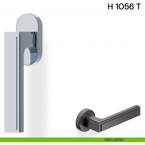Maniglia per finestra martellina DK H 1056 T Valli collezione Lab con rosetta fine nikelnero