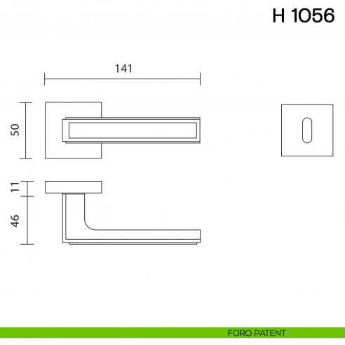 Maniglia per porta H 1056 Valli collezione Lab foro patent