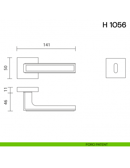 Maniglia per porta H 1056 Valli collezione Lab foro patent