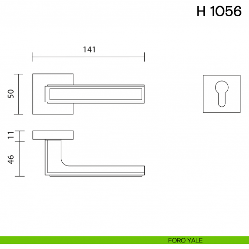 Maniglia per porta H 1056 Valli collezione Lab foro yale