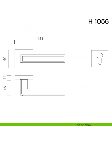 Maniglia per porta H 1056 Valli collezione Lab foro yale