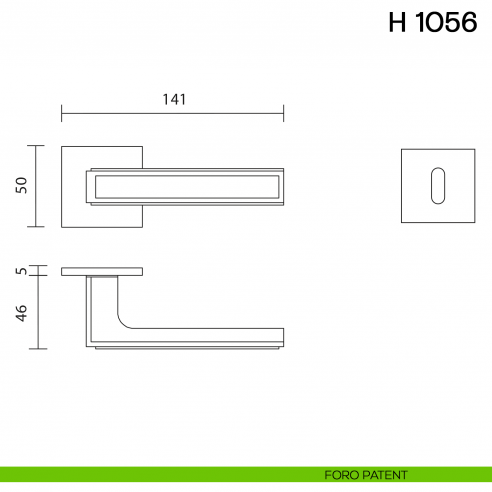 Maniglia per porta H 1056 Valli collezione Lab con rosetta fine foro patent