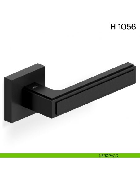 Maniglia per porta H 1056 Valli collezione Lab con rosetta fine neropaco