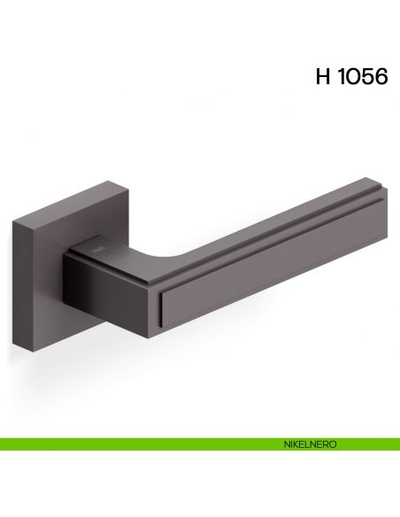 Maniglia per porta H 1056 Valli collezione Lab con rosetta fine nikelnero