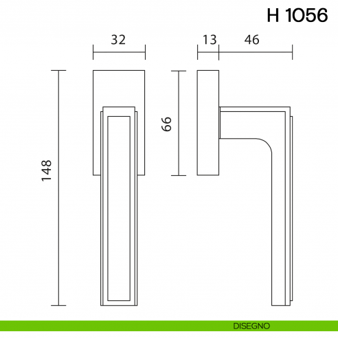 Maniglia per finestra martellina DK H 1056 Valli collezione Lab disegno