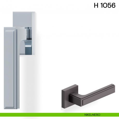 Maniglia per finestra martellina DK H 1056 Valli collezione Lab con rosetta fine nikelnero