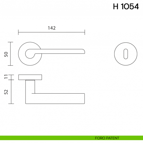Maniglia per porta H 1054 Valli collezione Lab foro patent