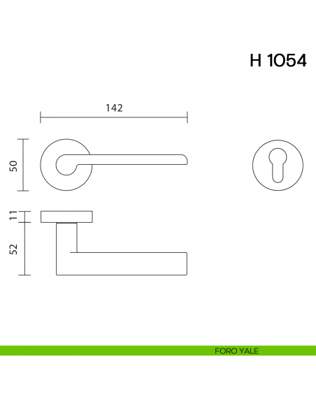 Maniglia per porta H 1054 Valli collezione Lab foro yale