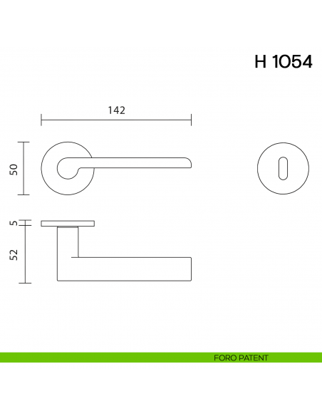 Maniglia per porta H 1054 Valli collezione Lab con rosetta fine foro patent