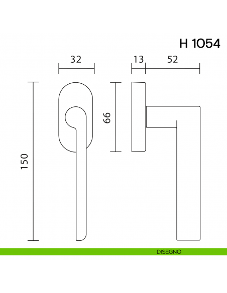 Maniglia per finestra martellina DK H 1054 Valli collezione Lab disegno