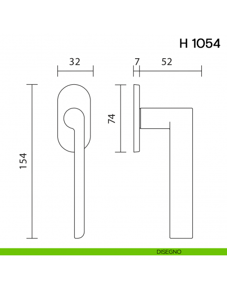 Maniglia per finestra martellina DK H 1054 Valli collezione Lab con rosetta fine disegno