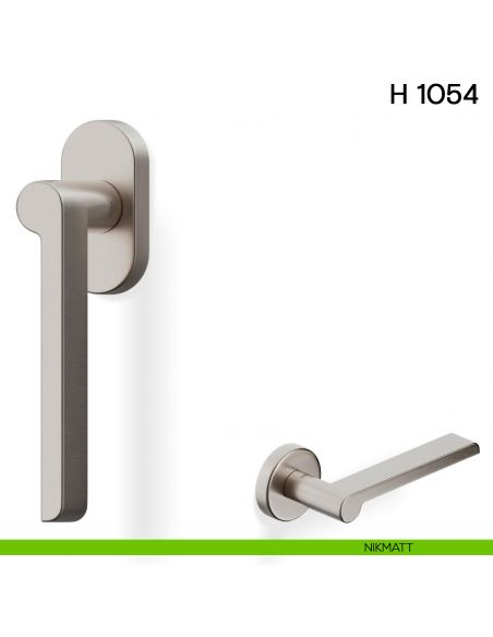 Maniglia per finestra martellina DK H 1054 Valli collezione Lab con rosetta fine nikmatt