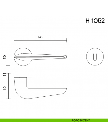 Maniglia per porta H 1052 Valli collezione Fusital
