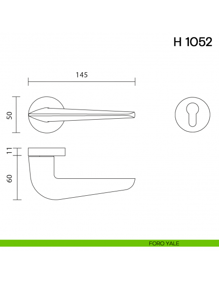 Maniglia per porta H 1052 Valli collezione Fusital