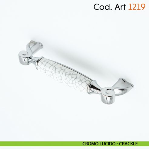 Maniglia in porcellana shabby per mobile rustico Cosmov articolo 1219 - cromo lucido - crackle