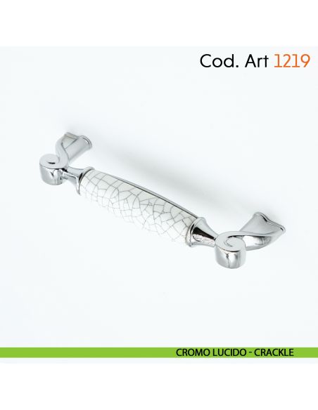 Maniglia in porcellana shabby per mobile rustico Cosmov articolo 1219 - cromo lucido - crackle