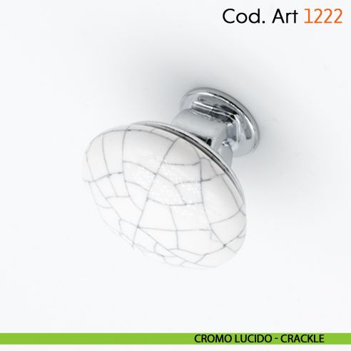 Pomolo in porcellana shabby per mobile rustico Cosmov articolo 1222 - cromo lucido - crackle