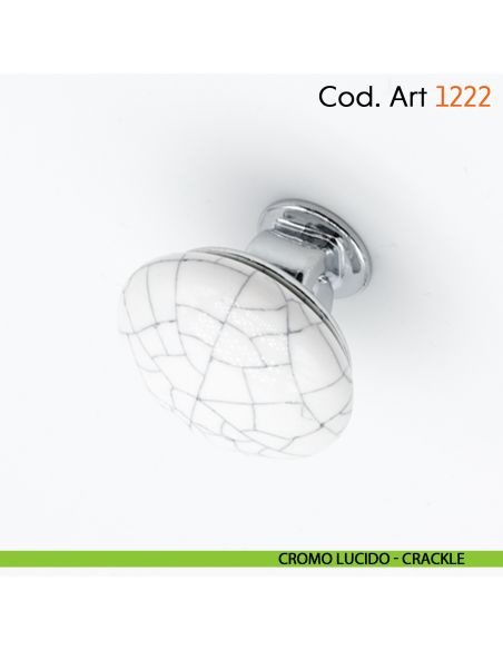 Pomolo in porcellana shabby per mobile rustico Cosmov articolo 1222 - cromo lucido - crackle