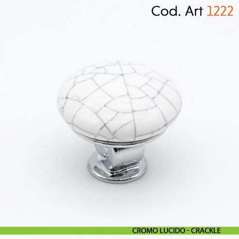 Pomolo in porcellana shabby per mobile rustico Cosmov articolo 1222 - cromo lucido - crackle