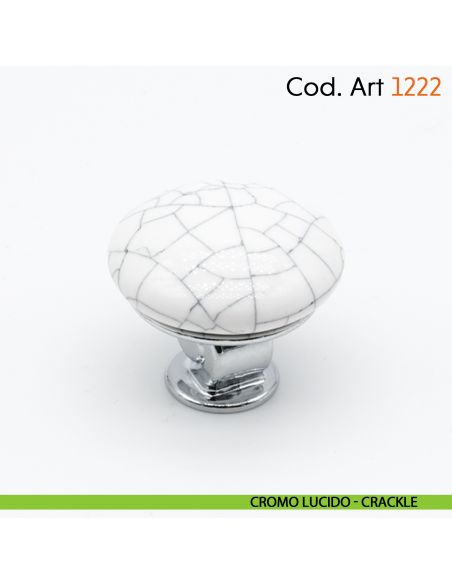 Pomolo in porcellana shabby per mobile rustico Cosmov articolo 1222 - cromo lucido - crackle