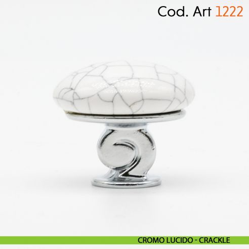 Pomolo in porcellana shabby per mobile rustico Cosmov articolo 1222 - cromo lucido - crackle