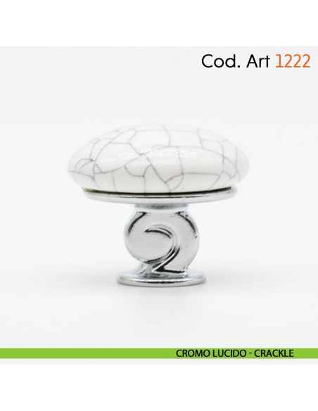 Pomolo in porcellana shabby per mobile rustico Cosmov articolo 1222 - cromo lucido - crackle