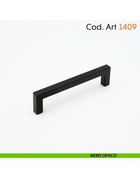 Maniglia a ponte quadrata per mobile moderno Cosmov articolo 1409 - interasse 96 mm - nero opaco