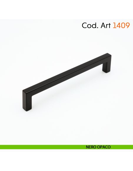 Maniglia a ponte quadrata per mobile moderno Cosmov articolo 1409 - interasse 128 mm - nero opaco