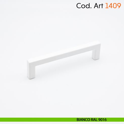 Maniglia a ponte quadrata per mobile moderno Cosmov articolo 1409 - interasse 96 mm - bianco opaco RAL 9016