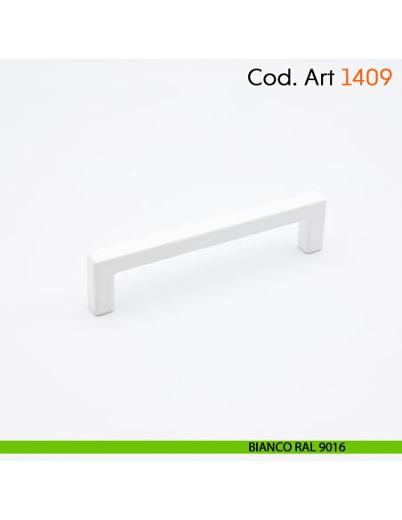 Maniglia a ponte quadrata per mobile moderno Cosmov articolo 1409 - interasse 96 mm - bianco opaco RAL 9016