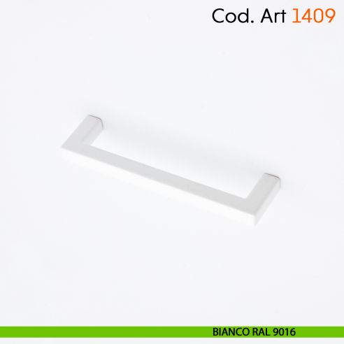 Maniglia a ponte quadrata per mobile moderno Cosmov articolo 1409 - interasse 96 mm - bianco opaco RAL 9016