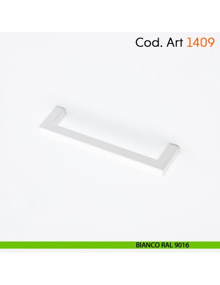 Maniglia a ponte quadrata per mobile moderno Cosmov articolo 1409 - interasse 96 mm - bianco opaco RAL 9016