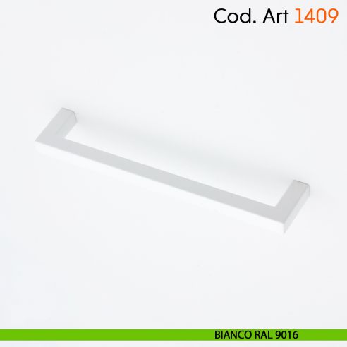 Maniglia a ponte quadrata per mobile moderno Cosmov articolo 1409 - interasse 128 mm - bianco opaco RAL 9016