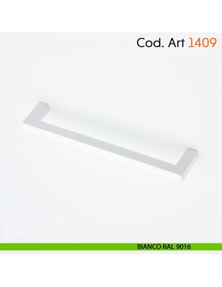 Maniglia a ponte quadrata per mobile moderno Cosmov articolo 1409 - interasse 128 mm - bianco opaco RAL 9016