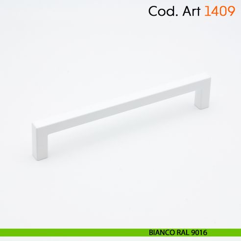 Maniglia a ponte quadrata per mobile moderno Cosmov articolo 1409 - interasse 128 mm - bianco opaco RAL 9016