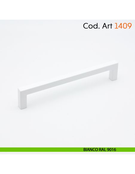 Maniglia a ponte quadrata per mobile moderno Cosmov articolo 1409 - interasse 128 mm - bianco opaco RAL 9016