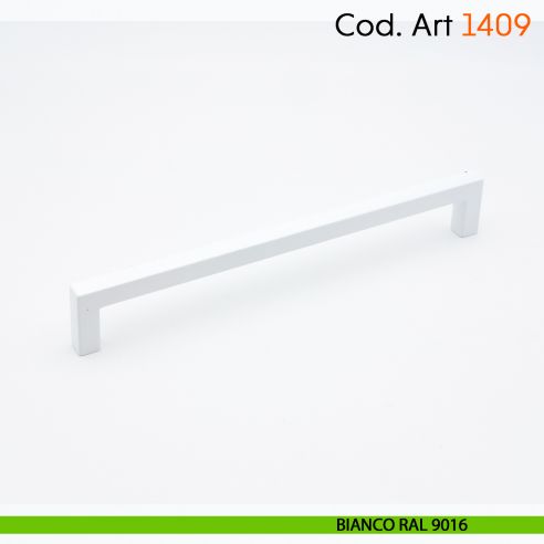 Maniglia a ponte quadrata per mobile moderno Cosmov articolo 1409 - interasse 160 mm - bianco opaco RAL 9016