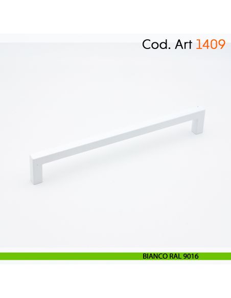 Maniglia a ponte quadrata per mobile moderno Cosmov articolo 1409 - interasse 160 mm - bianco opaco RAL 9016