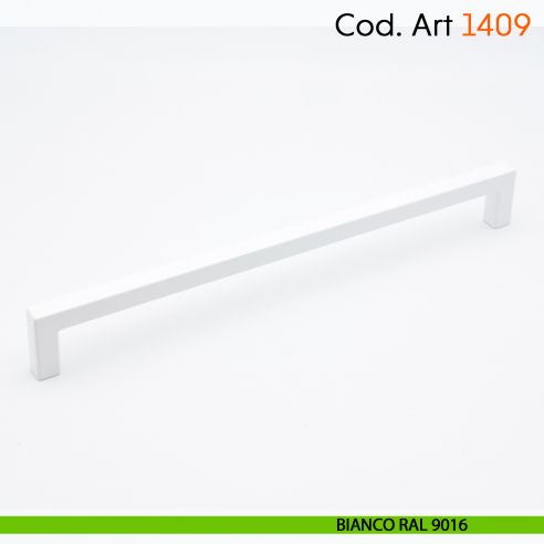 Maniglia a ponte quadrata per mobile moderno Cosmov articolo 1409 - interasse 192 mm - bianco opaco RAL 9016